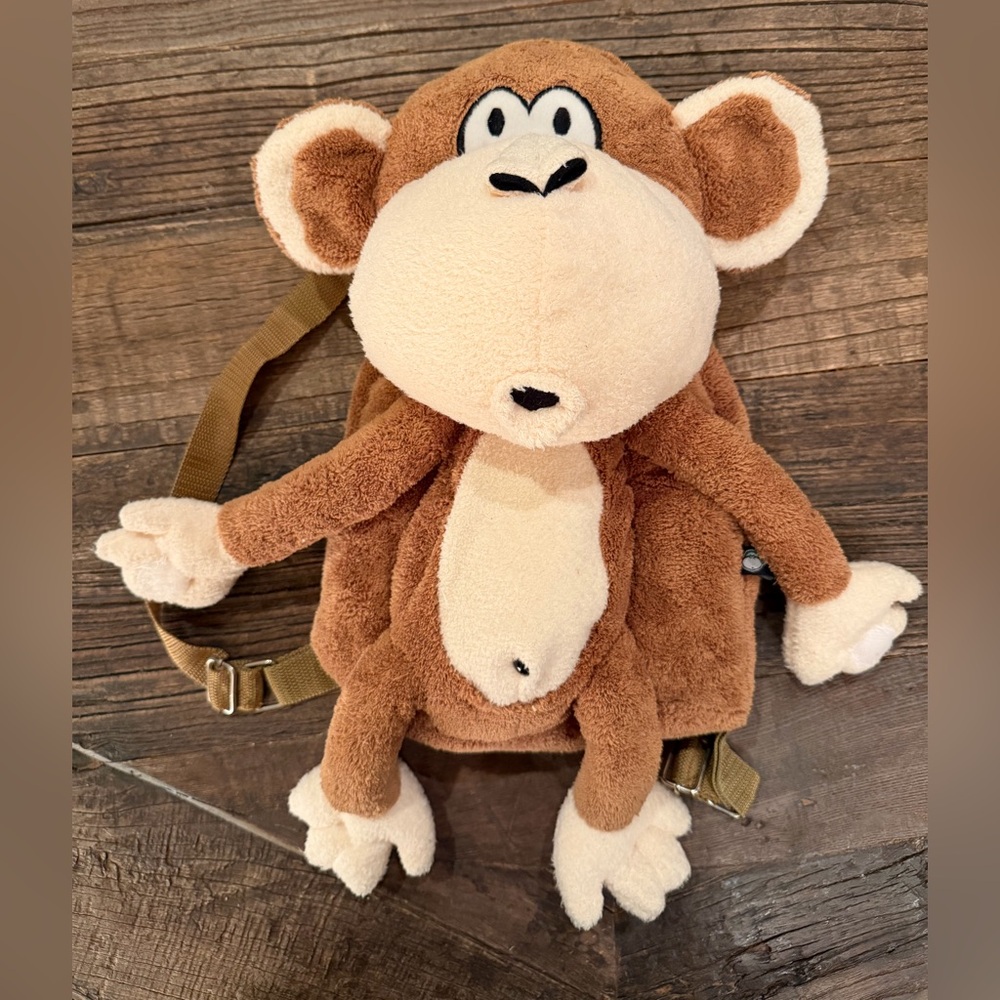 Bobby Jack Brown Cream Monkey Plush Backpack